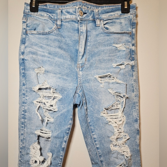 American Eagle Outfitters Super Hi Rise Jegging destroyed next level strecth 12S - Picture 3 of 16